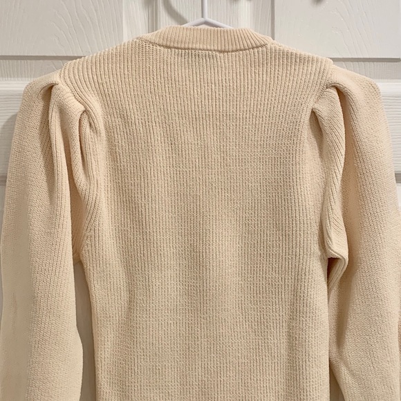 Zara Beige Balloon Sleeve Knit Crop Sweater - Picture 8 of 15